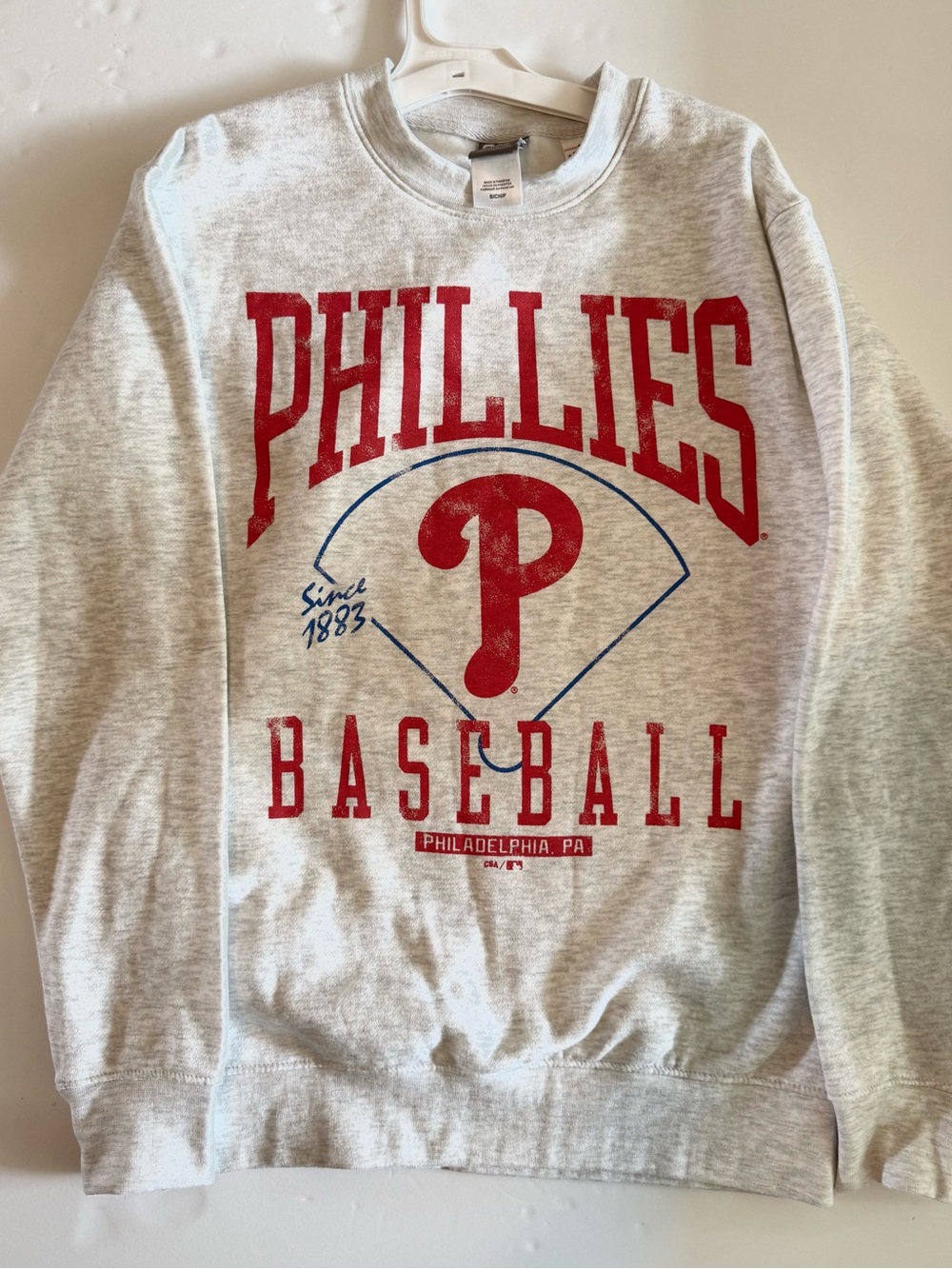 MLB Philadelphia Phillies Baseball Crewneck, size small, originally $39.99